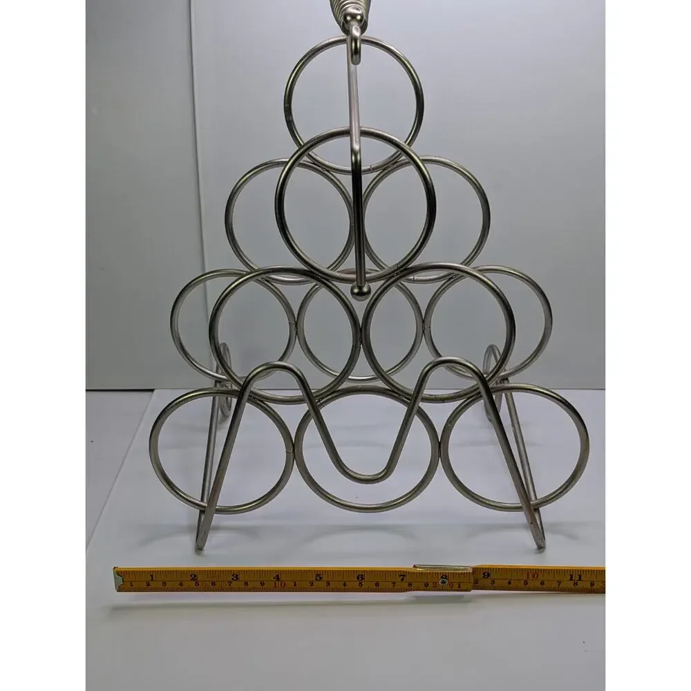 Kamenstein 6 Bottle Metal Wine Rack Countertop Holder Spring Handle Scroll